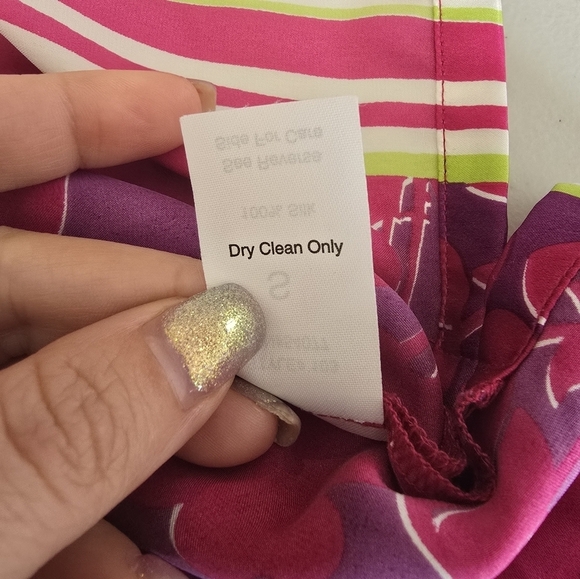 CAbi Silk Pink And Green Floral Blouse Womens Size S. - Picture 7 of 7